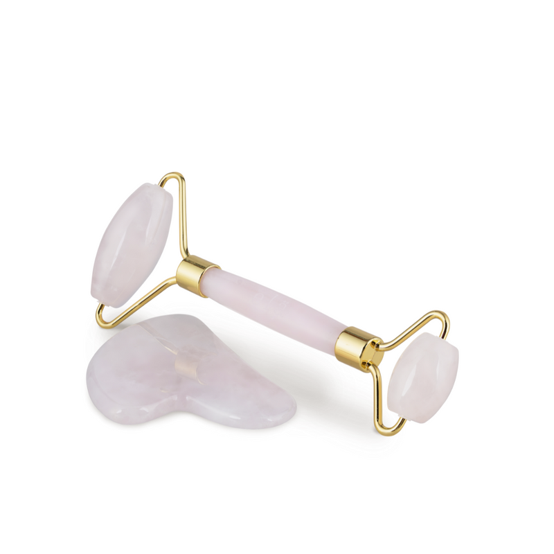 Rose Quartz Gua Sha and Roller Set
