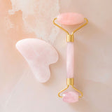 Rose Quartz Gua Sha and Roller Set