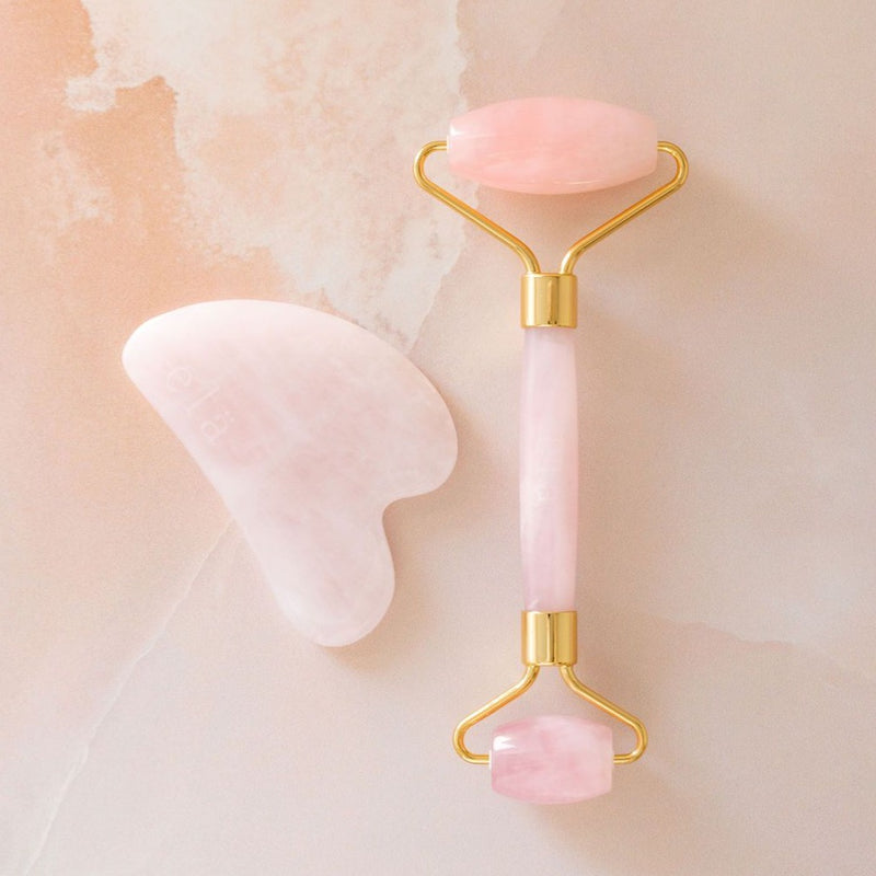 Rose Quartz Gua Sha and Roller Set