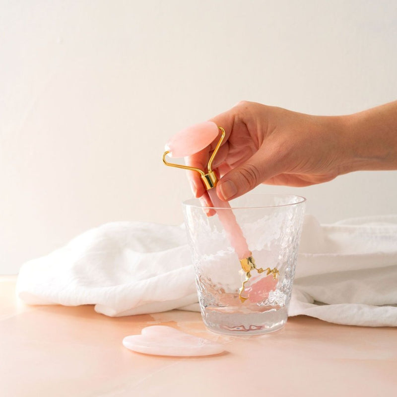 Rose Quartz Gua Sha and Roller Set
